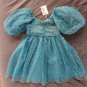 Jessica Simpson Teal Dress with Gold & Silver Glitter